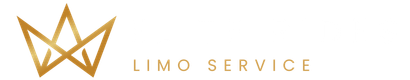 A logo for a Elite Rides Limo Service with a crown on a white background.