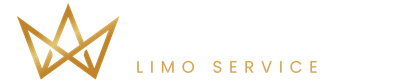 A logo for a Elite Rides Limo Service with a crown on a white background.