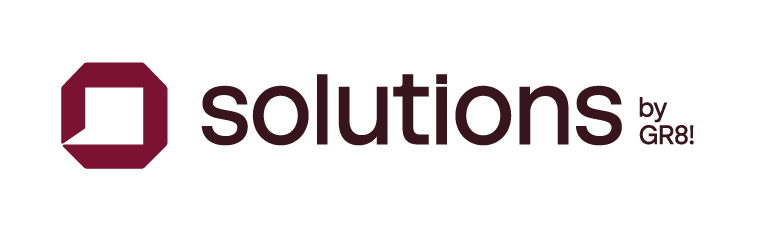 Um logotipo para uma empresa chamada solutions by gr8