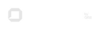 Um logotipo branco com um quadrado no meio em um fundo branco.
