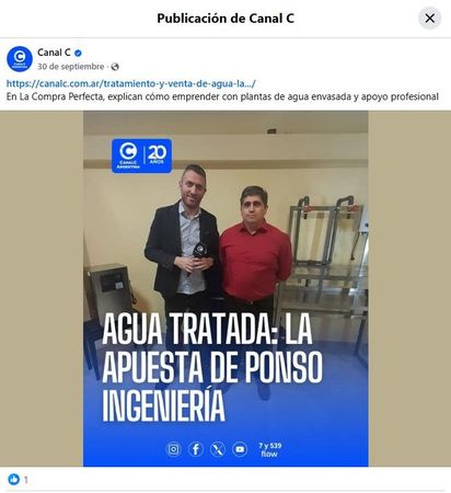 Two men in front of a blue background with text 