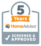 A logo for a home advisor that is screened and approved.