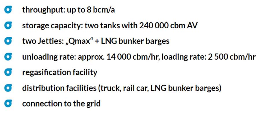 Expected Terminal Characteristics. LNG import & Distribution Terminal
