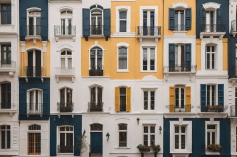 Si sta costruendo un edificio circondato da impalcature.