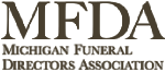 MFDA logo: Michigan Funeral Directors Association in brown text.