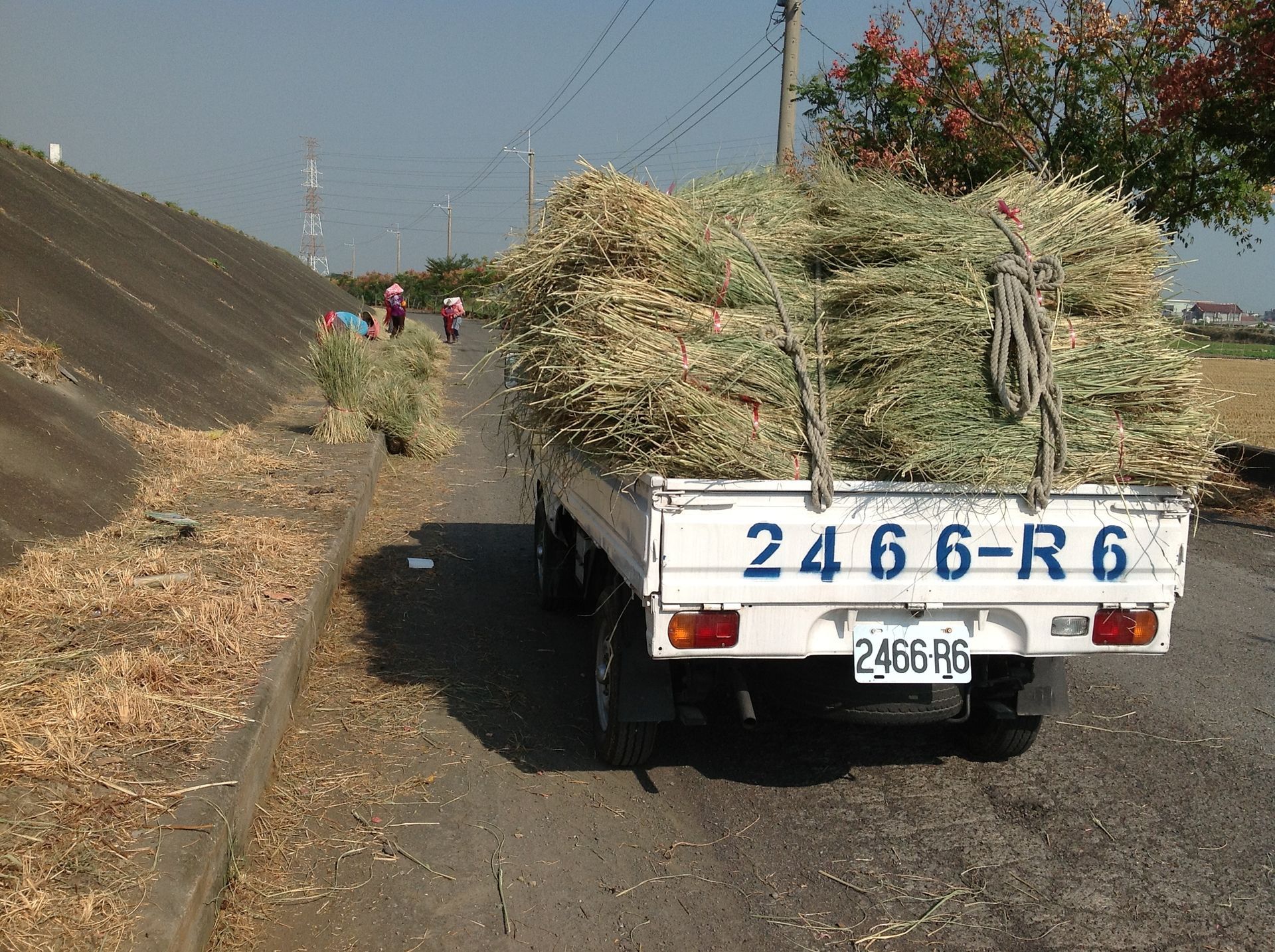 一輛白色卡車，車牌上寫著 2666-r6