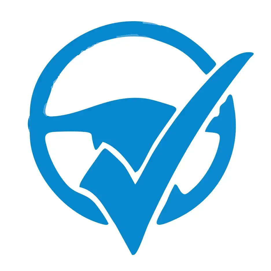 A blue check mark in a blue circle on a white background.