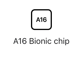 A16 bionic chip logo on a white background.