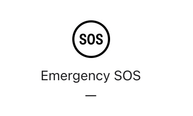 A black and white emergency sos logo on a white background.