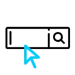 A search bar with an arrow pointing to it.