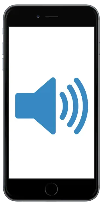 A cell phone with a speaker icon on the screen.