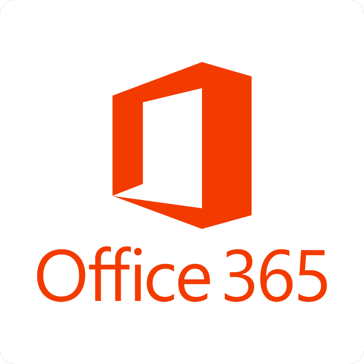 A red and white logo for office 365 on a white background.
