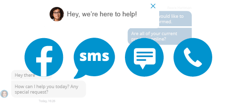 A woman is talking to someone on facebook , sms , and phone.