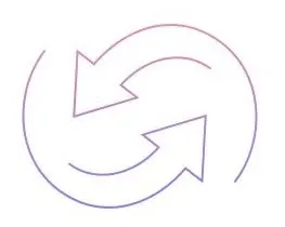 Two arrows are pointing in opposite directions in a circle.
