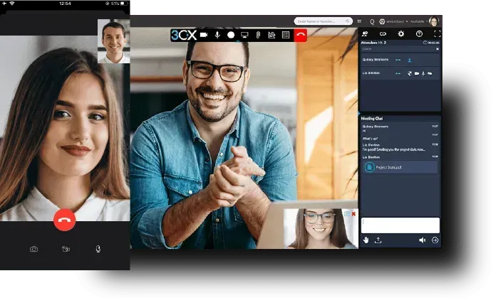 A man and a woman are having a video call.