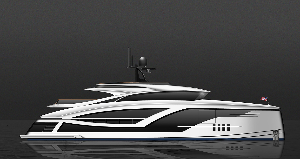 Luxury yacht with black and white exterior.