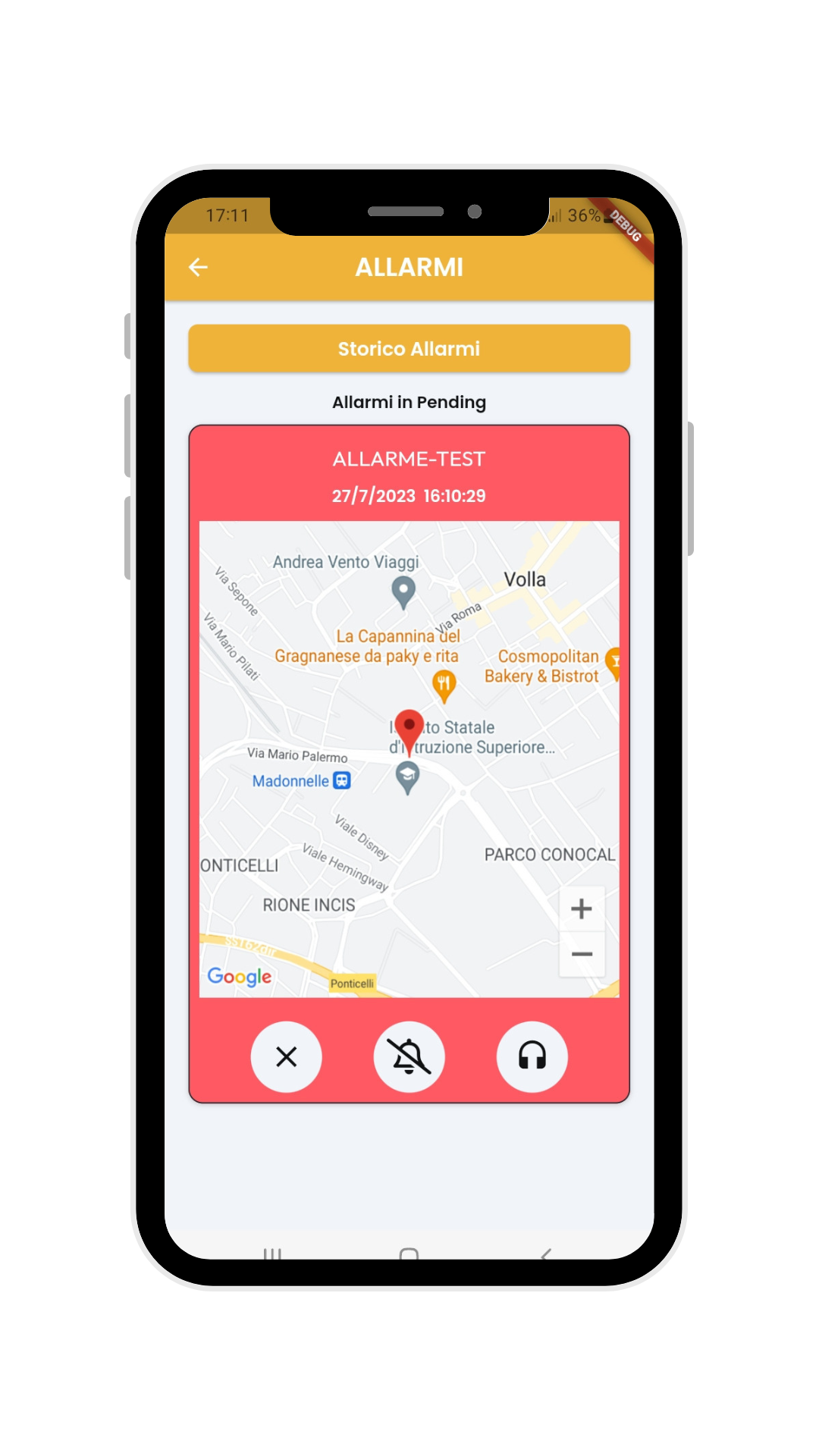Un telefono cellulare con una mappa sullo schermo.