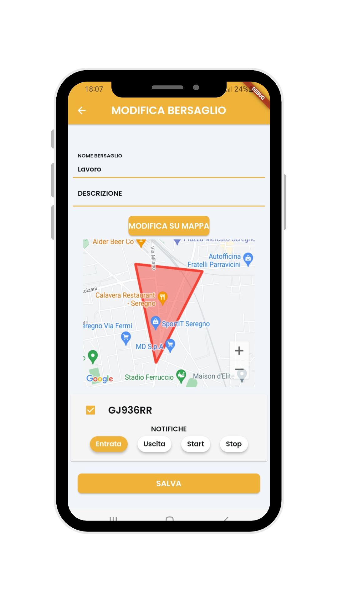 Un telefono cellulare con una mappa sullo schermo.