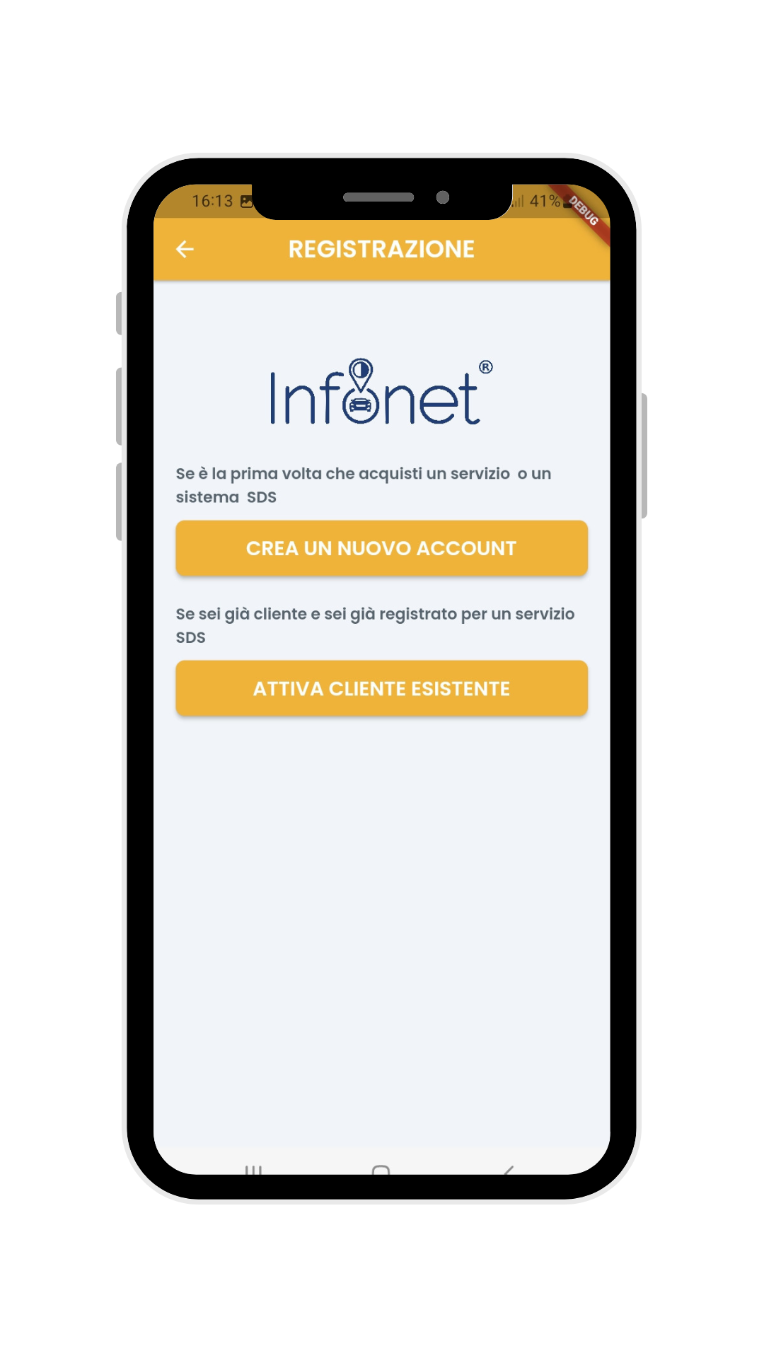 Un telefono cellulare con uno screenshot di un'app.
