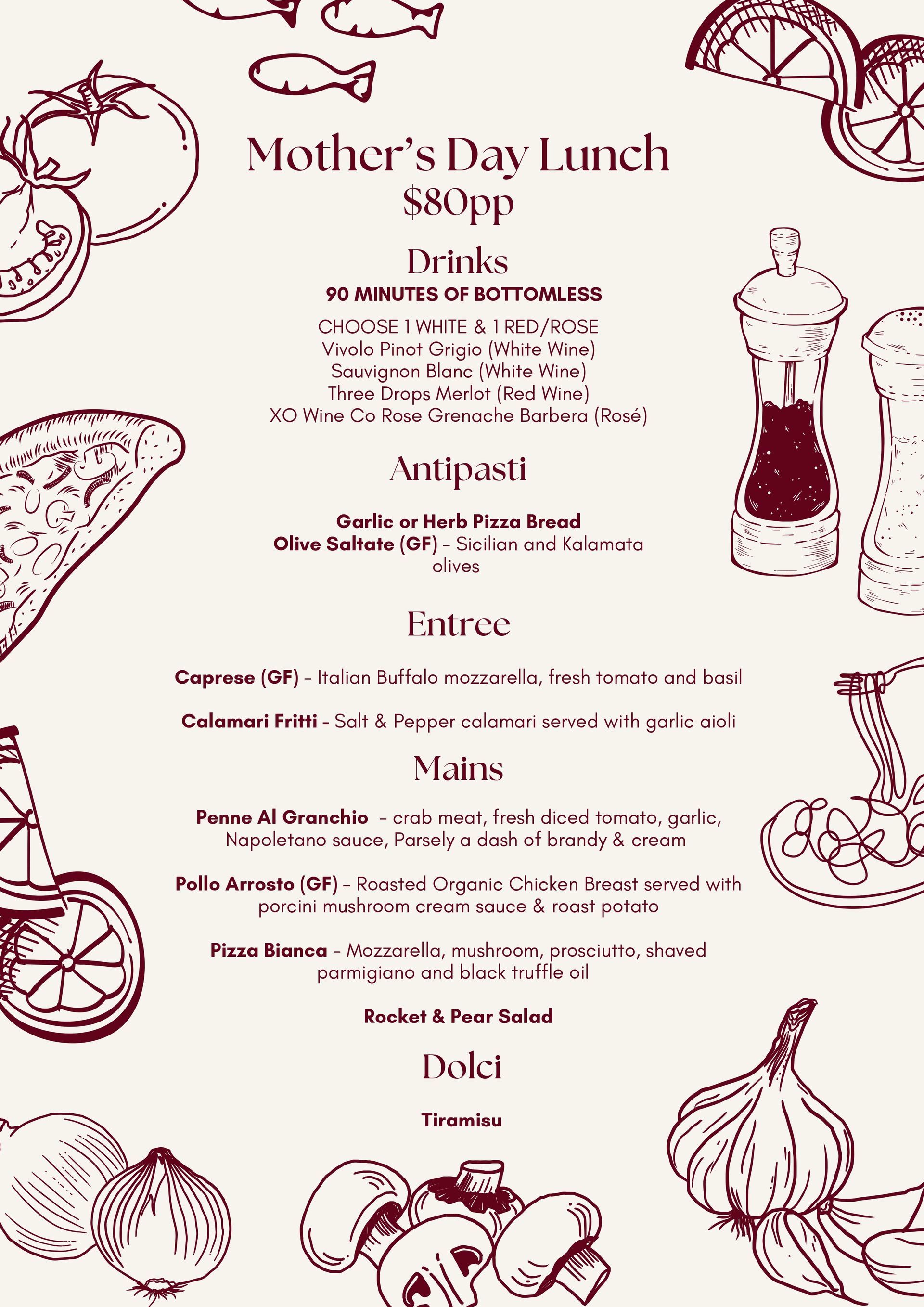 Bottomless lunch menu p1