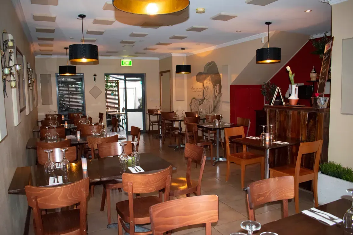 A restaurant with tables and chairs in it