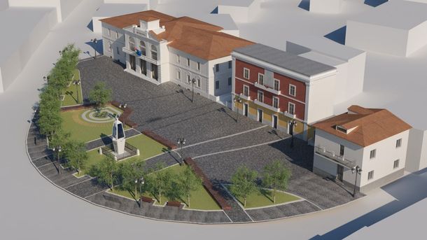 Casa moderna con schizzo sovrapposto, vista esterna, che mostra spazi abitativi aperti e piscina.