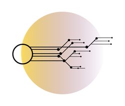 A drawing of a circle with lines coming out of it.