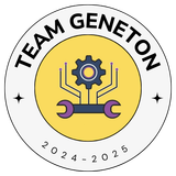 A logo for team geneton with a gear and wrench in a circle.