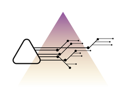 A triangle with lines coming out of it and a purple triangle in the background.