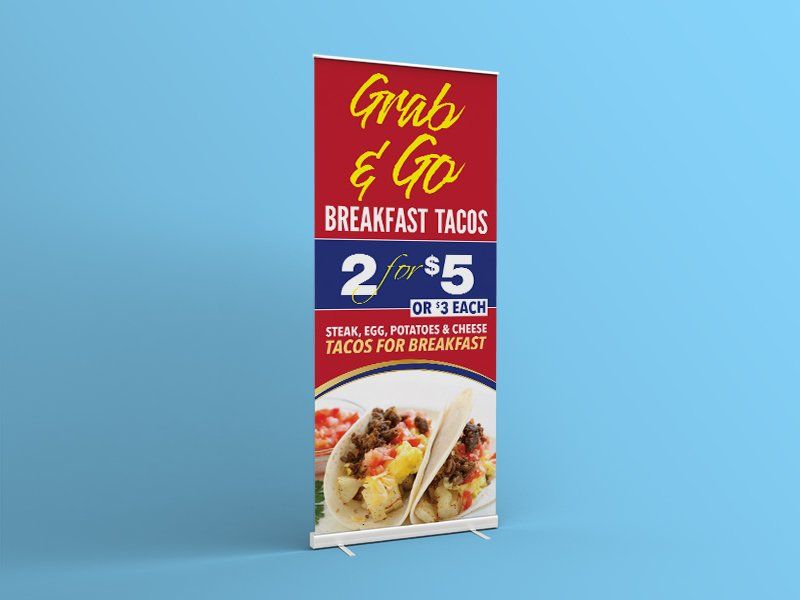 Roll-up banner ad for