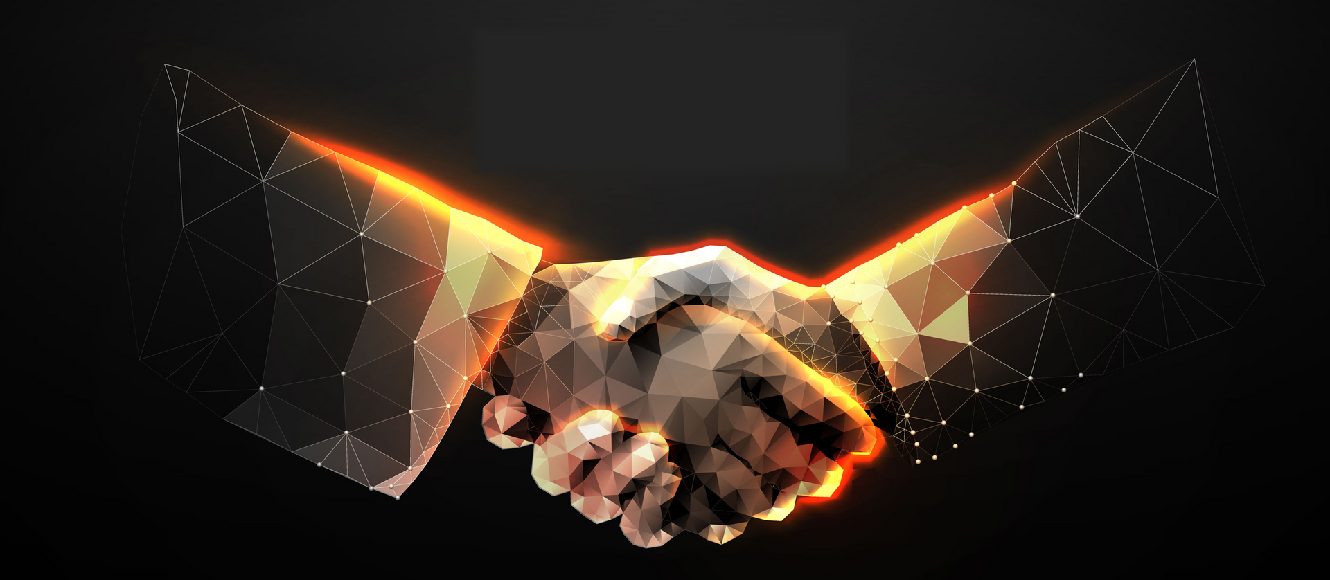 Digital handshake signifying partnership.
