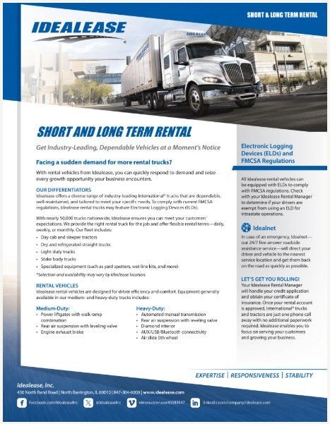 Idealease Commercial Truck Rental Information