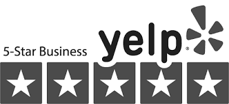 A yelp logo with five stars on it