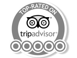 A black and white logo for tripadvisor with an owl on it