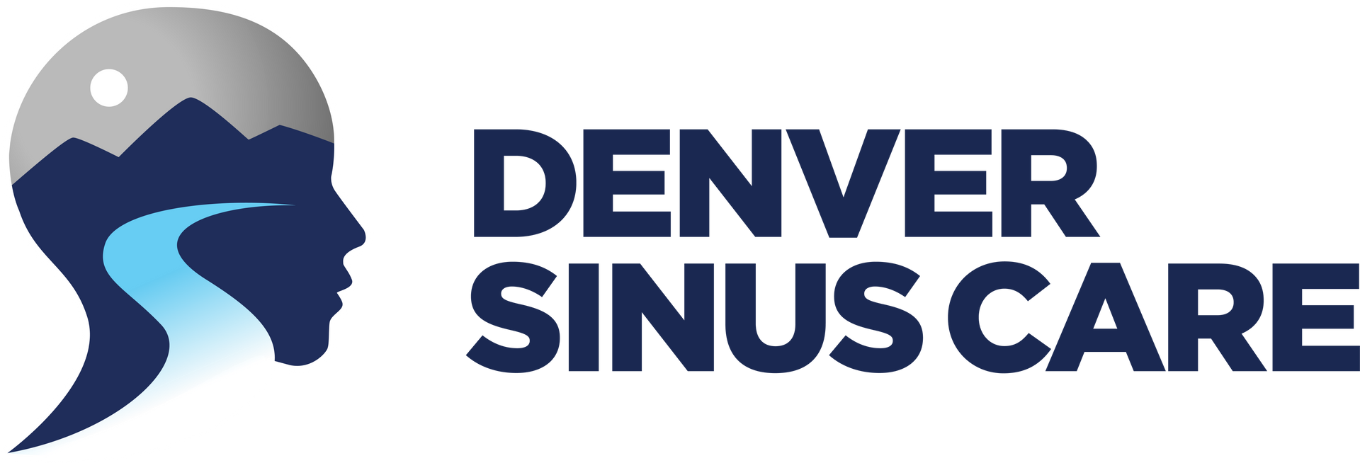 A logo for Denver Sinus Care with a mountain in the background