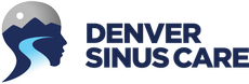 A logo for denver sinus care with a mountain in the background