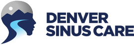 A logo for Denver Sinus Care with a mountain in the background