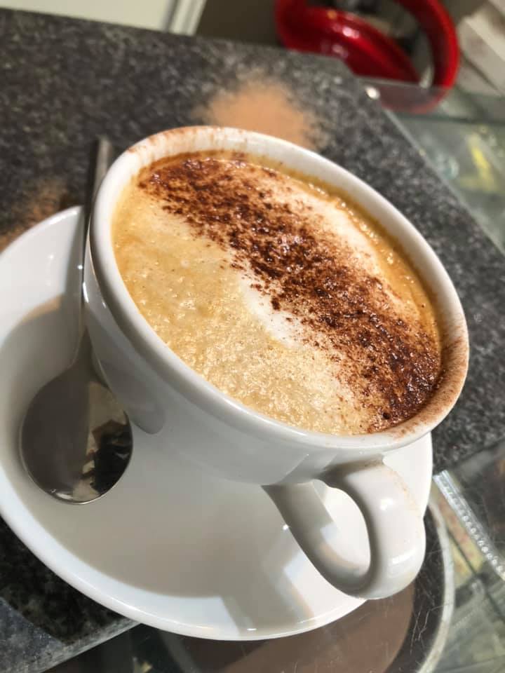 Cup, saucer with hot chocolate