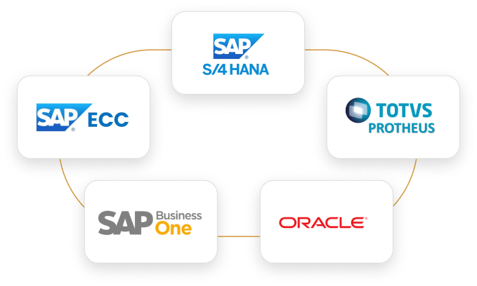 integração ROIT com SAP, Oracle Netsuite e Protheus da Totvs