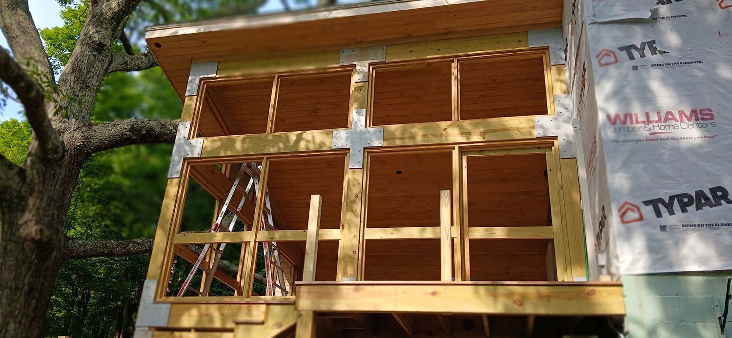 Wooden home frame under construction