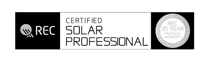 A black and white sign that says certified solar professional.