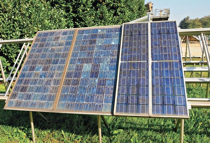 Comparison between aged and new solar panels showcasing longevity