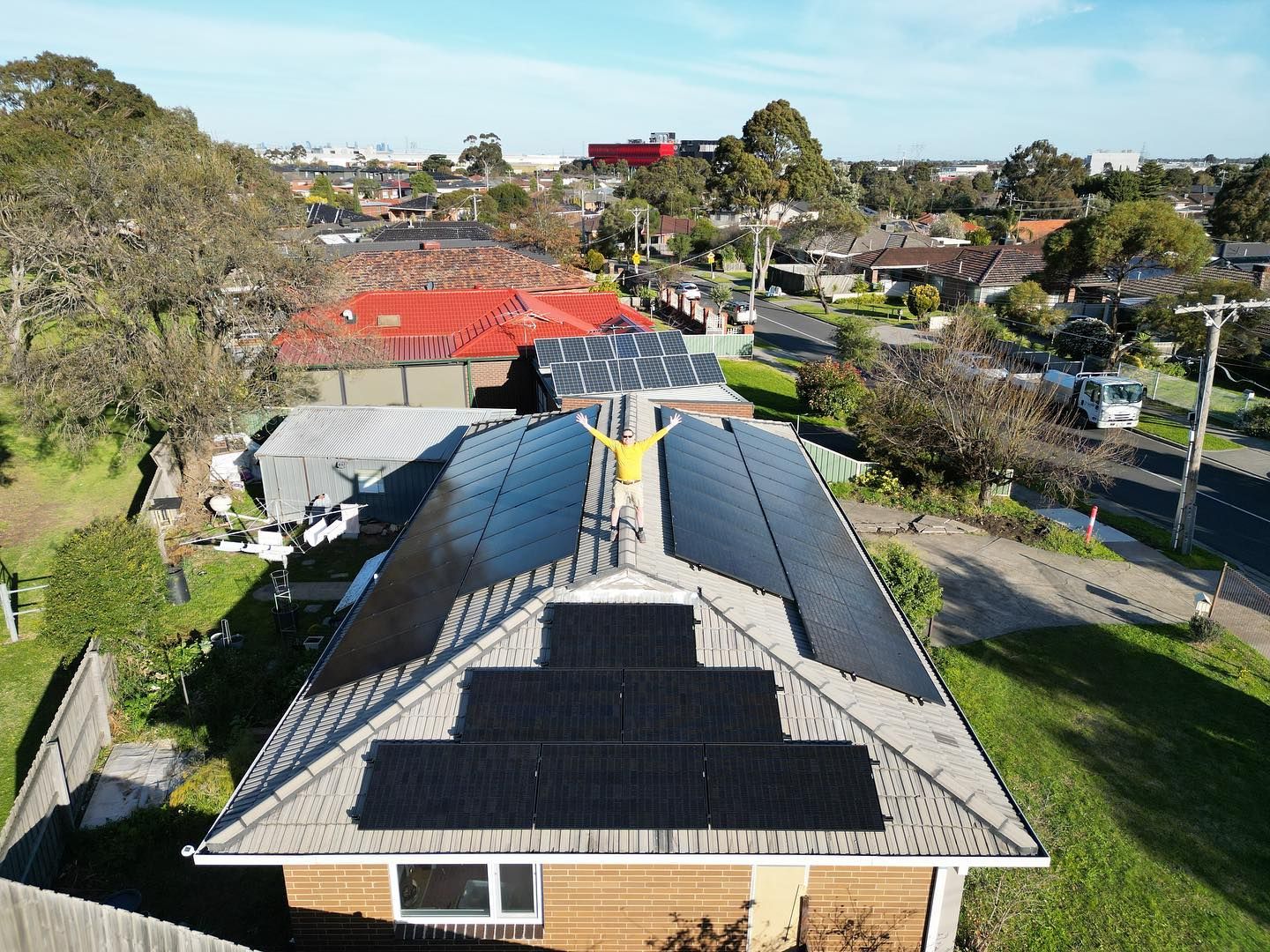 Rooftop adorned with REC solar panels capturing sunlight