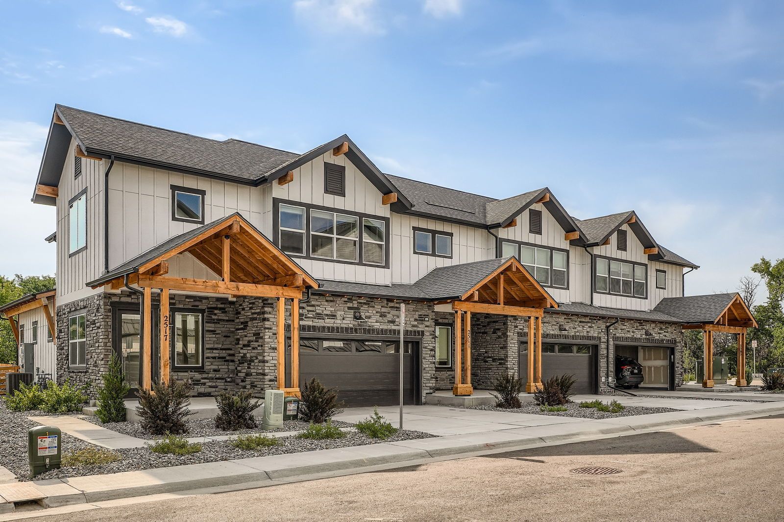 Outside view of two-story townhomes