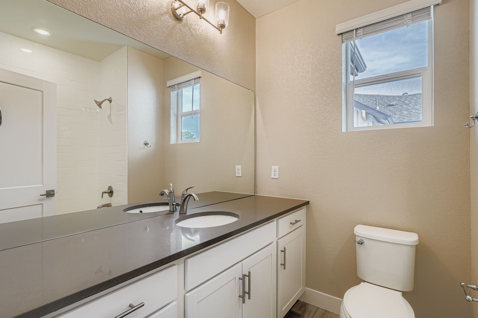 Two-story townhome bathroom