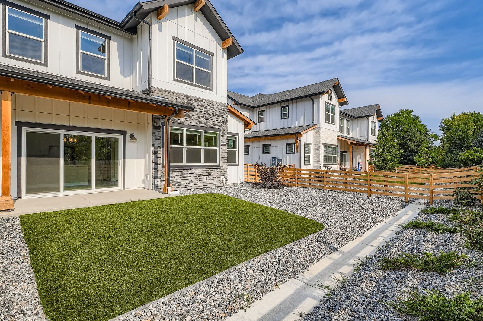 Two-story townhome backyard and patio