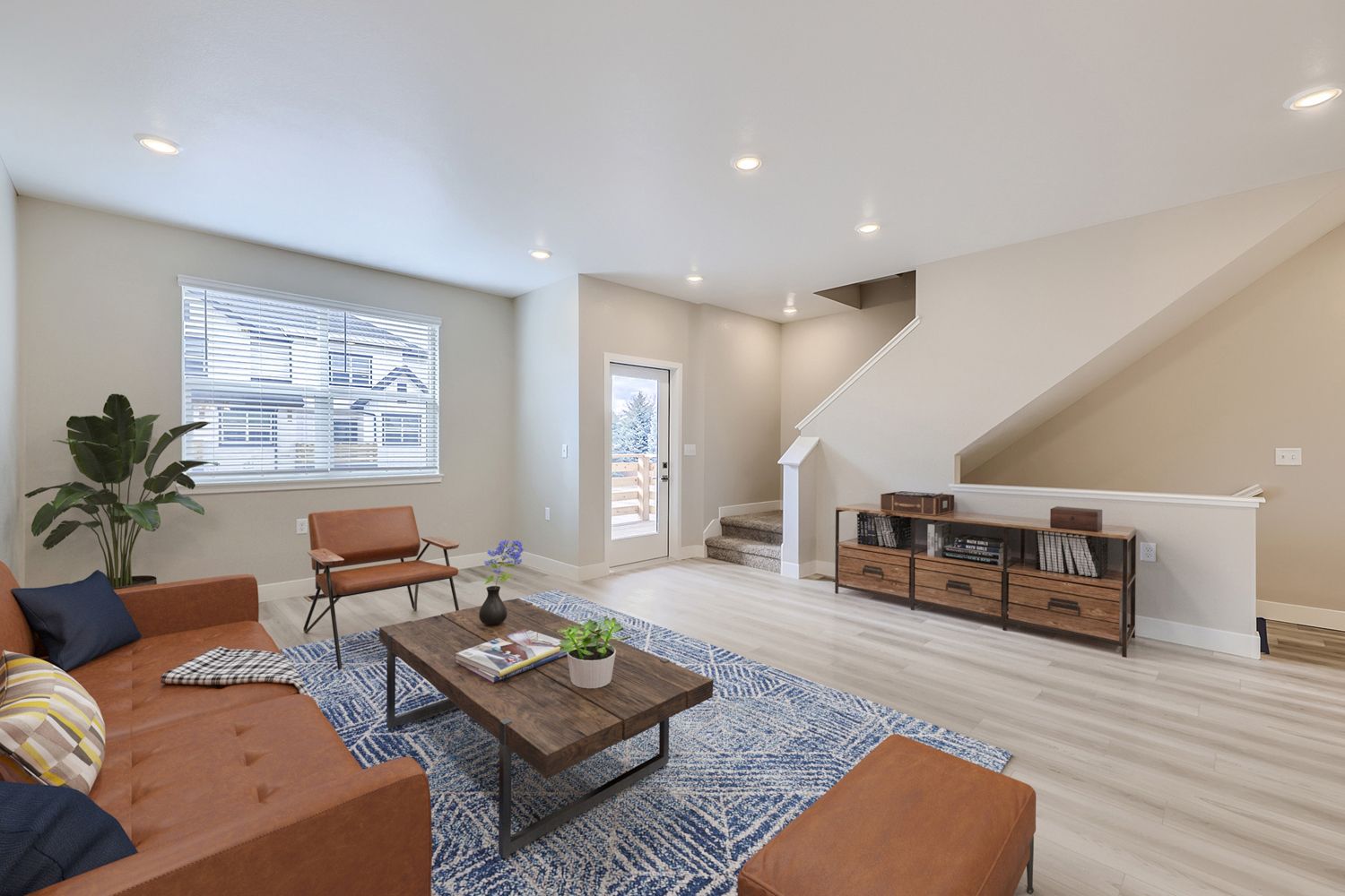  living room and stairwell three story units