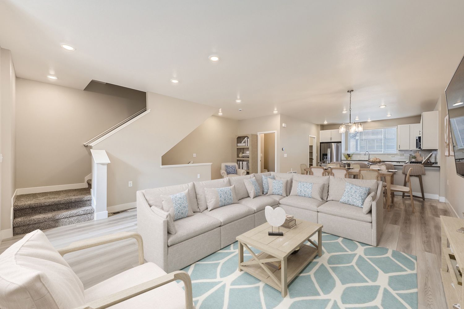 three story units living room