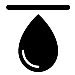 Une icône en noir et blanc d'une goutte de liquide.