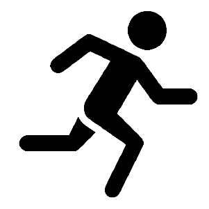 Une silhouette d'une personne qui court sur un fond blanc.